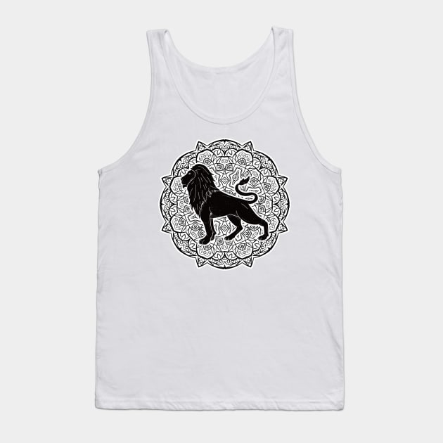 Leo Mandala Zodiac in Black and White Tank Top by Serbyk